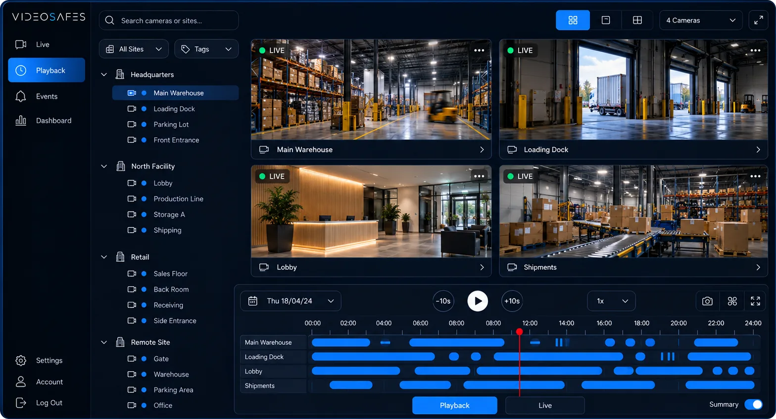 Playback screen in the VideoSafes app