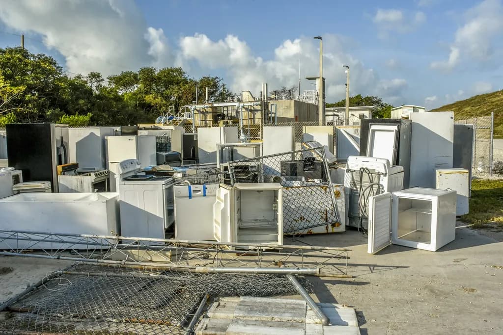 Recycling yard with collected appliances
