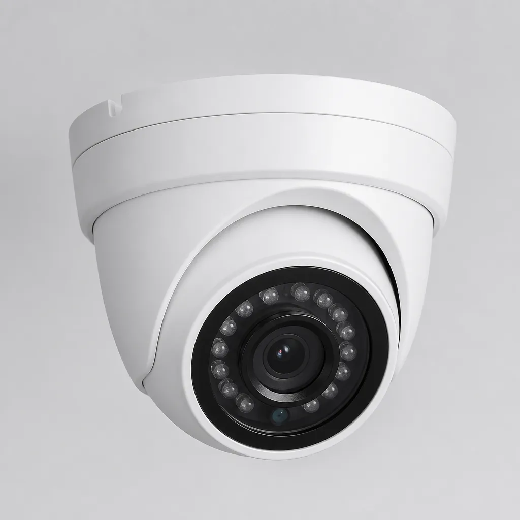 White-labeled turret security camera for commercial interiors