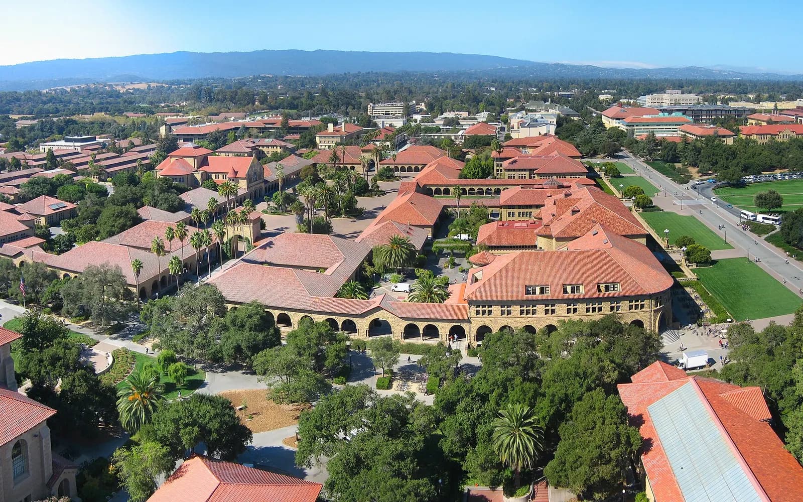 Aerial view of a multi-building campus