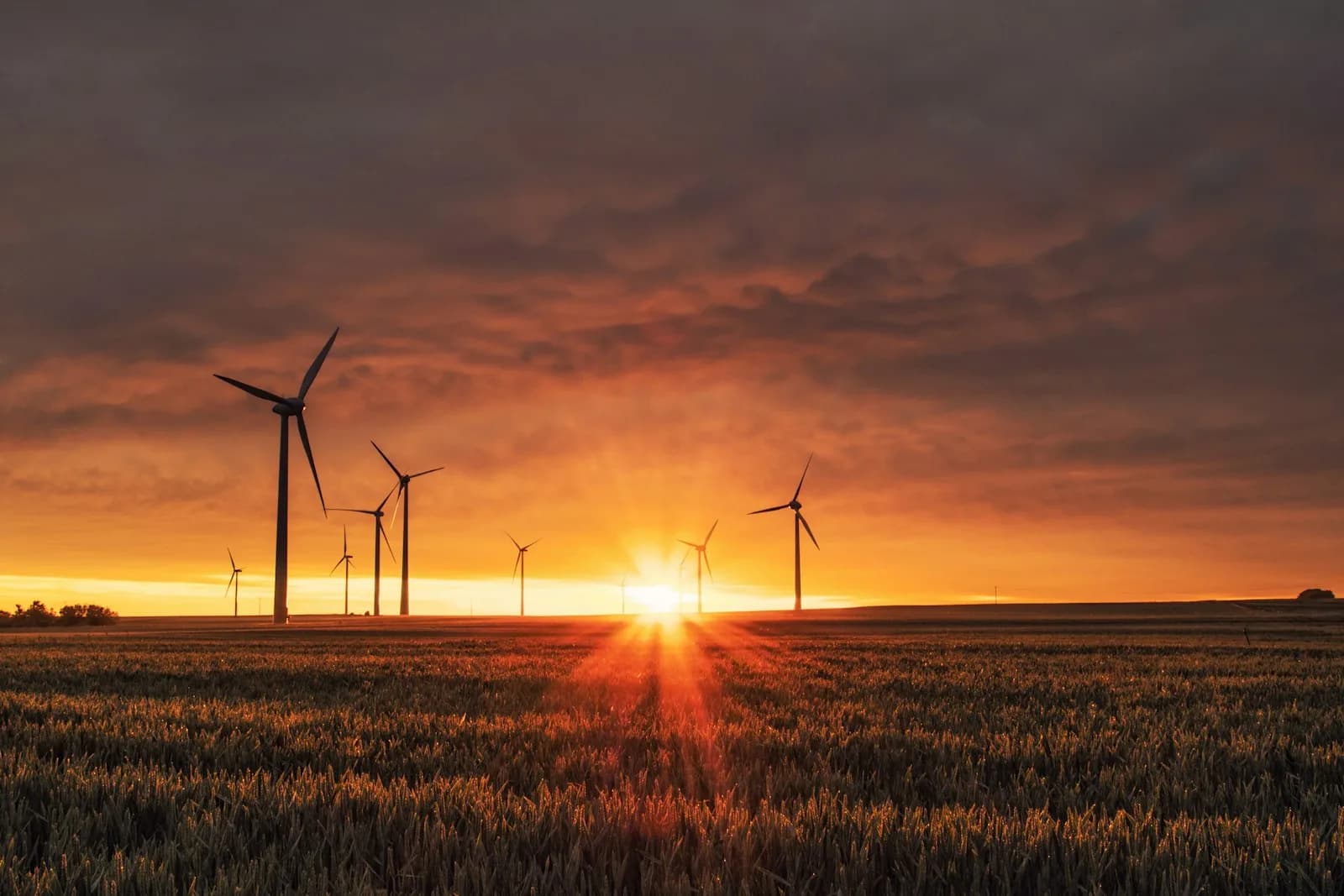 Wind turbines and energy infrastructure landscape