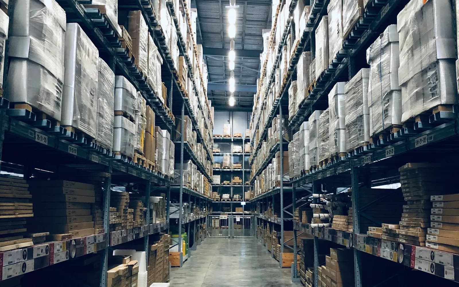 Stockroom shelving and receiving area