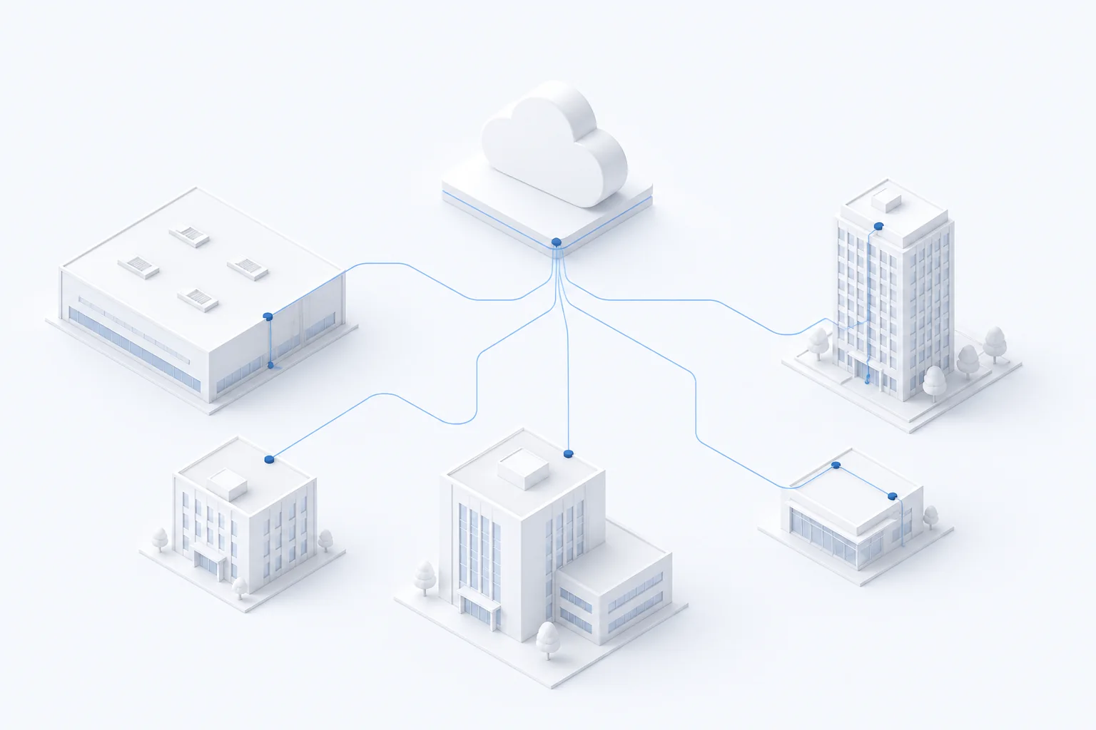 Illustration of multiple locations connected through a cloud platform