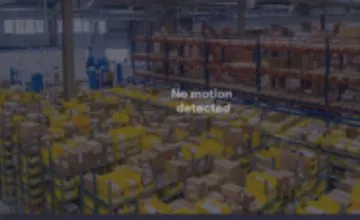Warehouse racking camera view with a no-motion-detected status